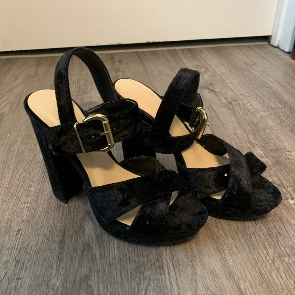 Velvet platform heels